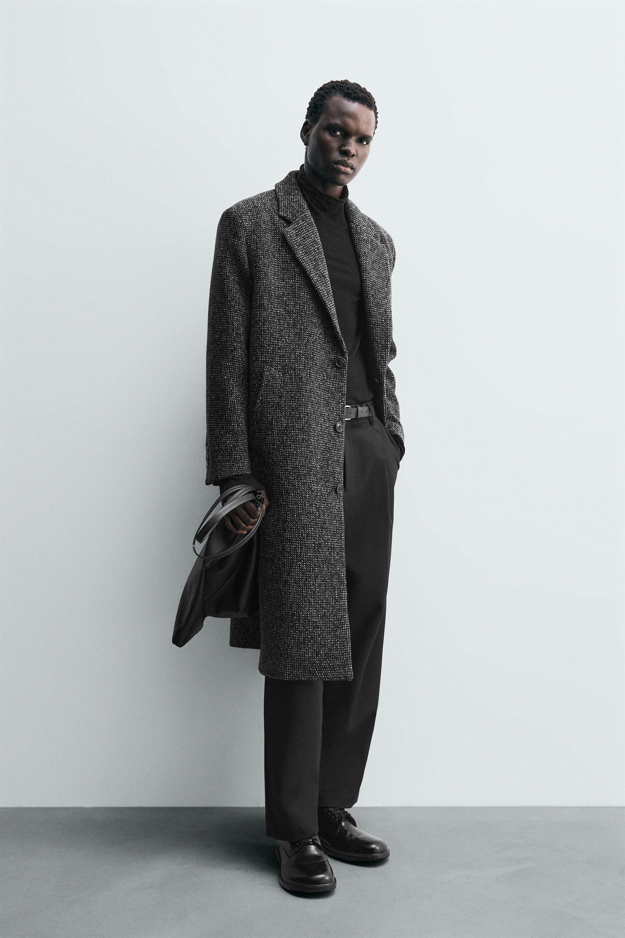 TEXTURED WOOL BLEND COAT